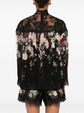 Zimmermann Rose-Print Lace-Detail Pleated Shirt Black black