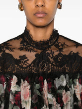 Zimmermann Rose-Print Lace-Detail Pleated Shirt Black black