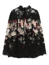 Zimmermann Rose-Print Lace-Detail Pleated Shirt Black black