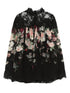 Zimmermann Rose-Print Lace-Detail Pleated Shirt Black black