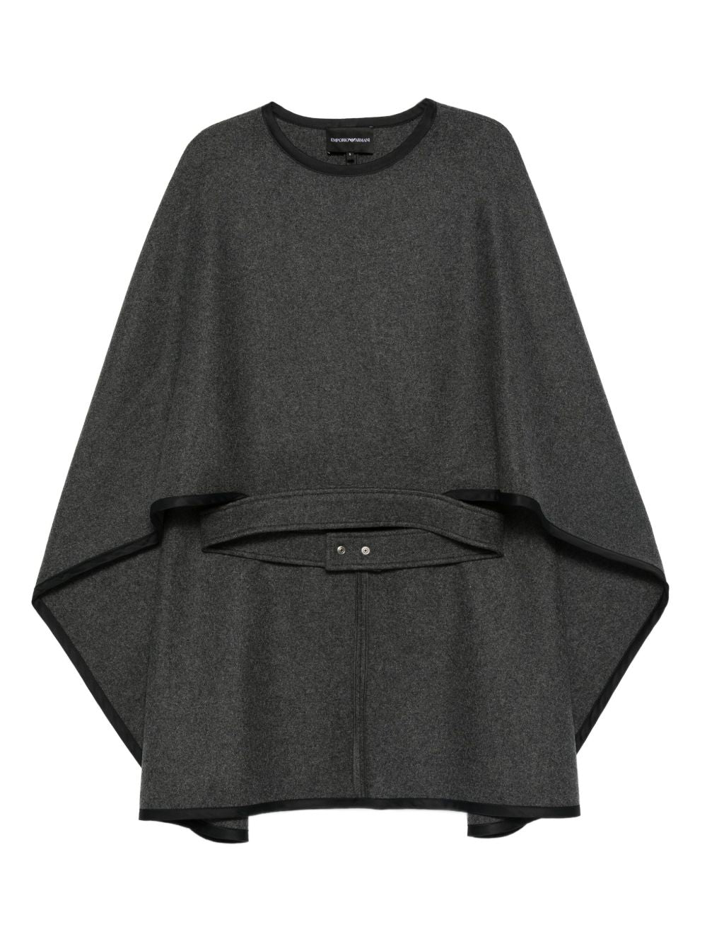 Emporio Armani Dark Grey Wool Belted Jacket with Button Fastening Grey