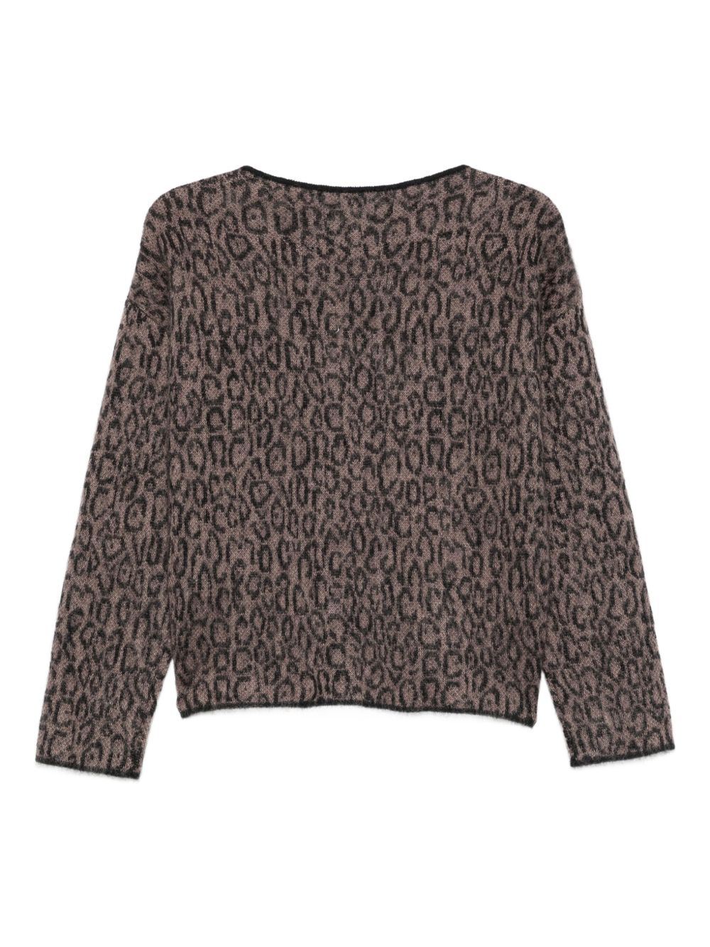 Emporio Armani Leopard-Print Wool Sweater Black