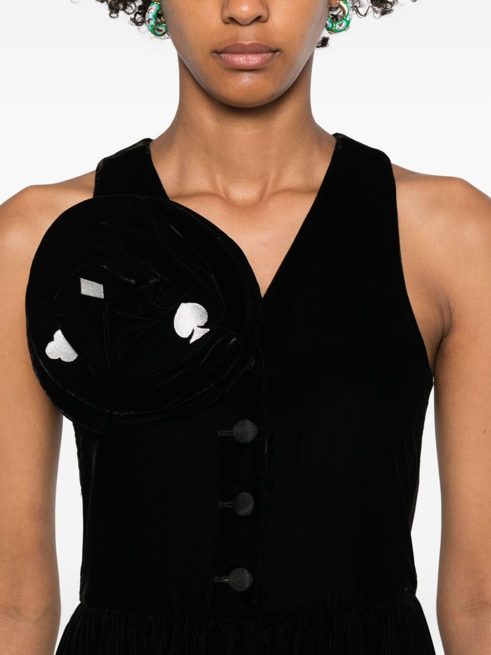 Emporio Armani Long Silk-Nylon Dress Black