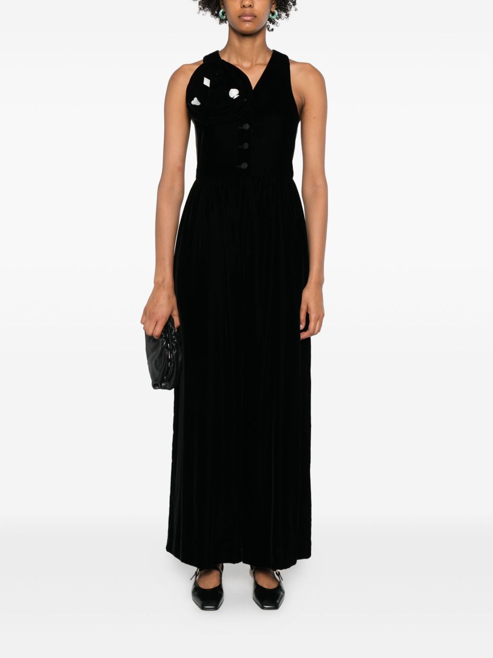 Emporio Armani Long Silk-Nylon Dress Black