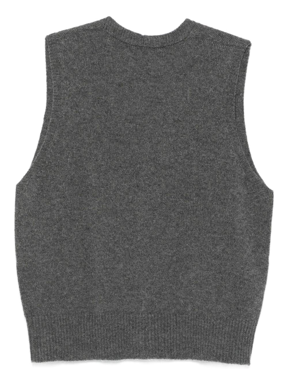 Emporio Armani Cashmere Wool V-Neck Sleeveless Vest Grey