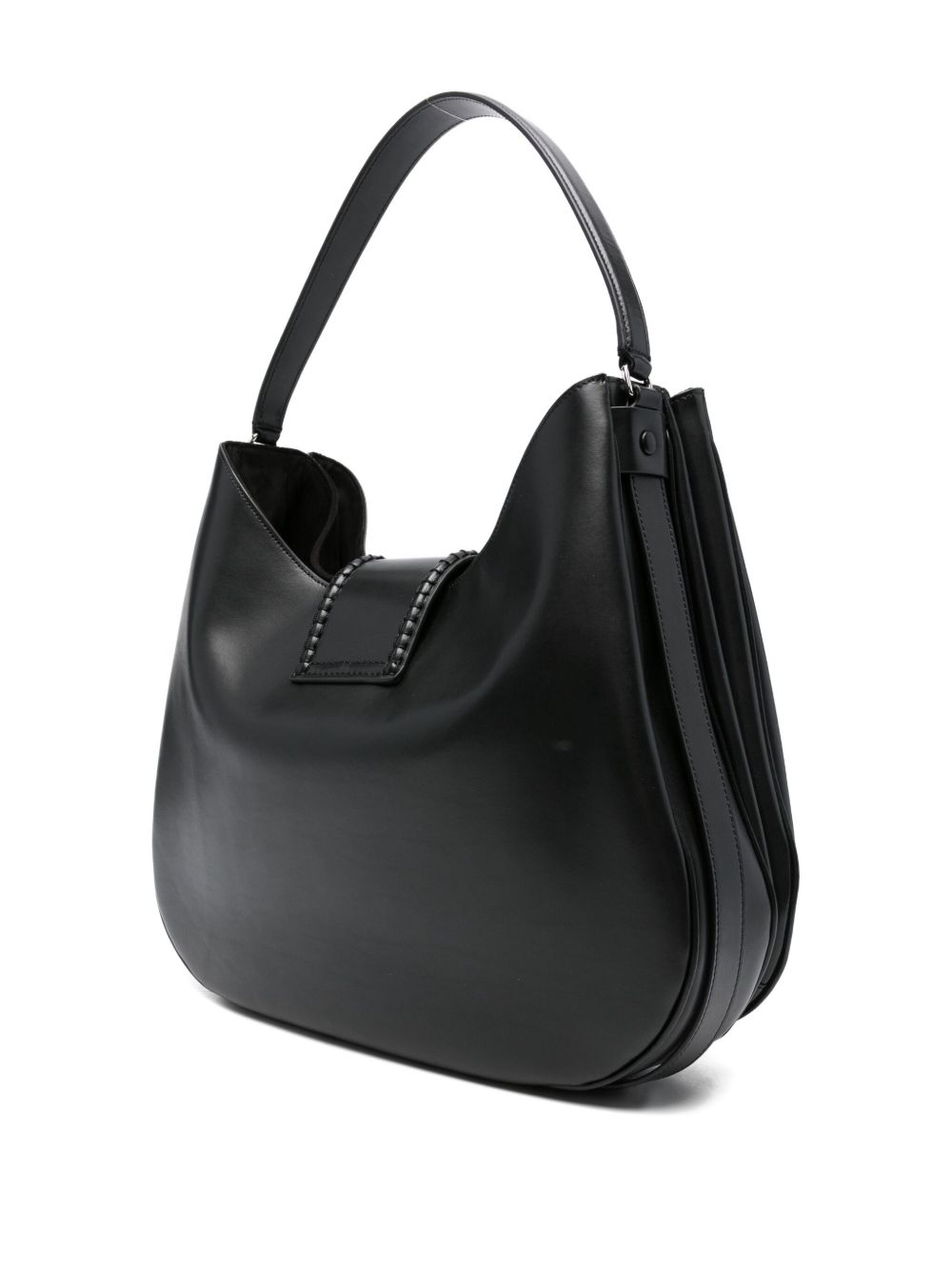 Emporio Armani Calf Leather Top Handle Shoulder Bag Black Black