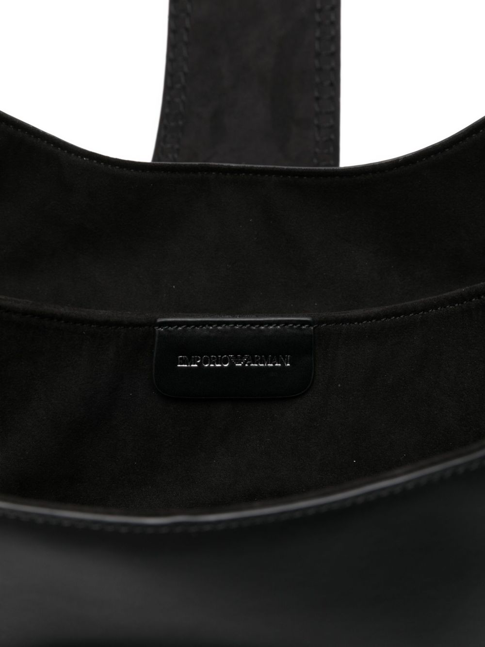 Emporio Armani Calf Leather Top Handle Shoulder Bag Black Black