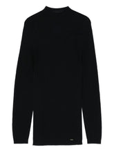 Emporio Armani Ribbed Wool Mock Neck Sweater Black Black
