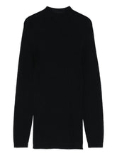 Emporio Armani Ribbed Wool Mock Neck Sweater Black Black