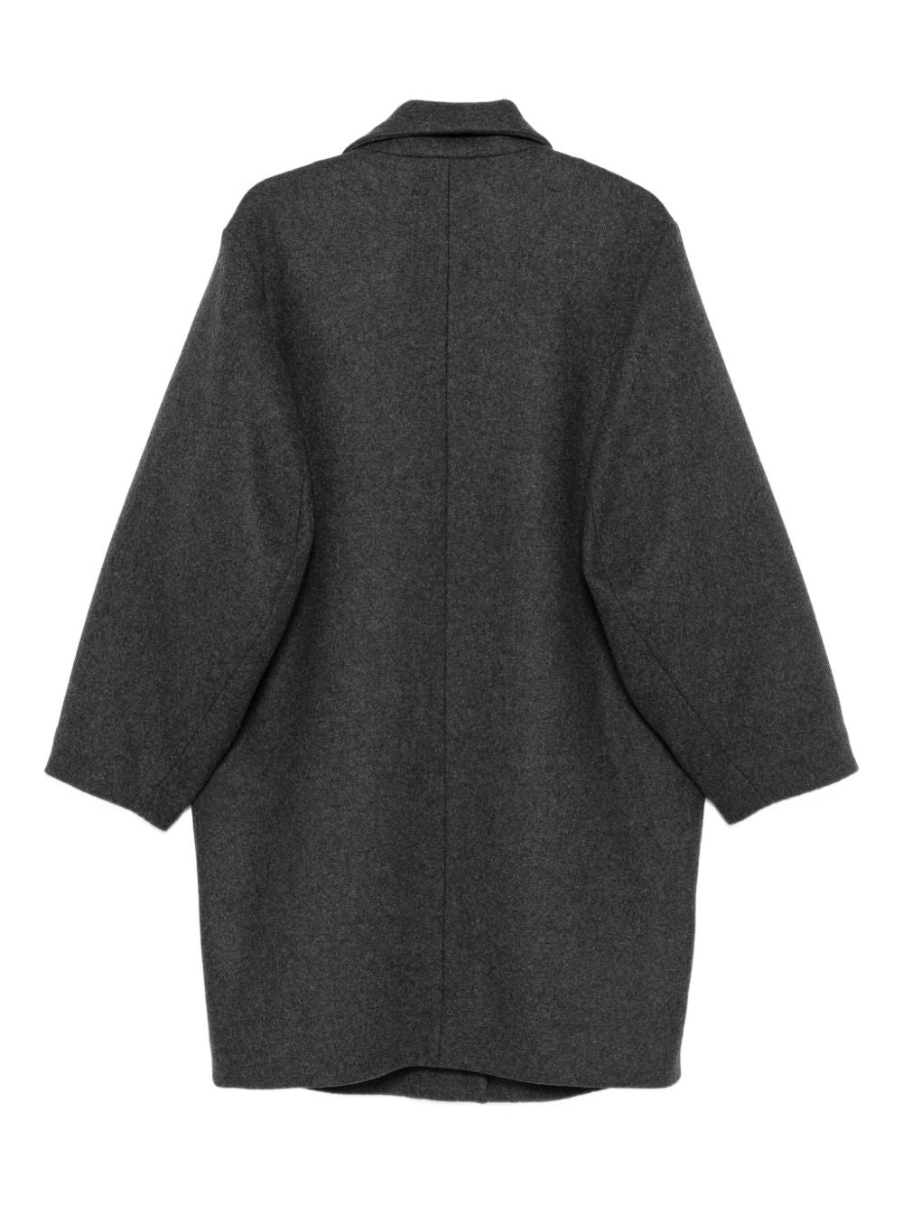 Emporio Armani Wool-Blend Grey Long Coat with Square Buttons Grey