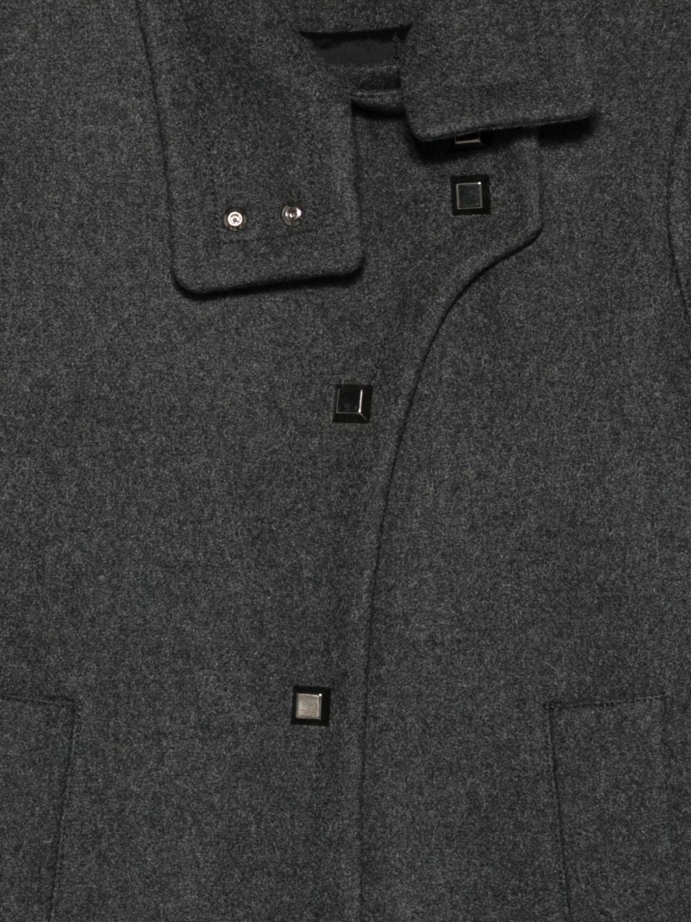 Emporio Armani Wool-Blend Grey Long Coat with Square Buttons Grey