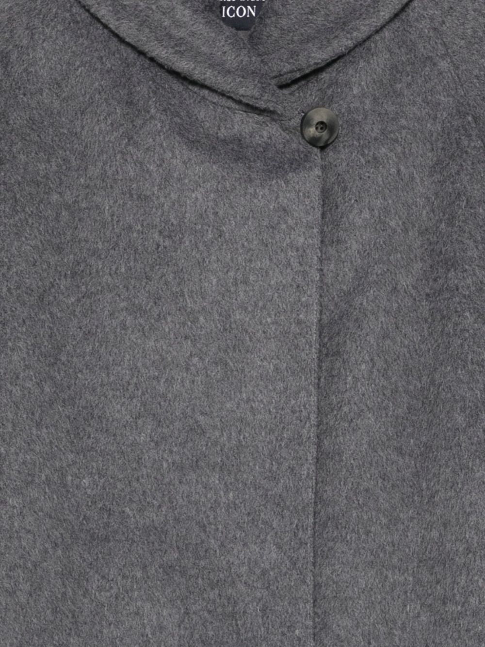 Emporio Armani Single-Breasted Grey Wool Coat with High Neck Grey