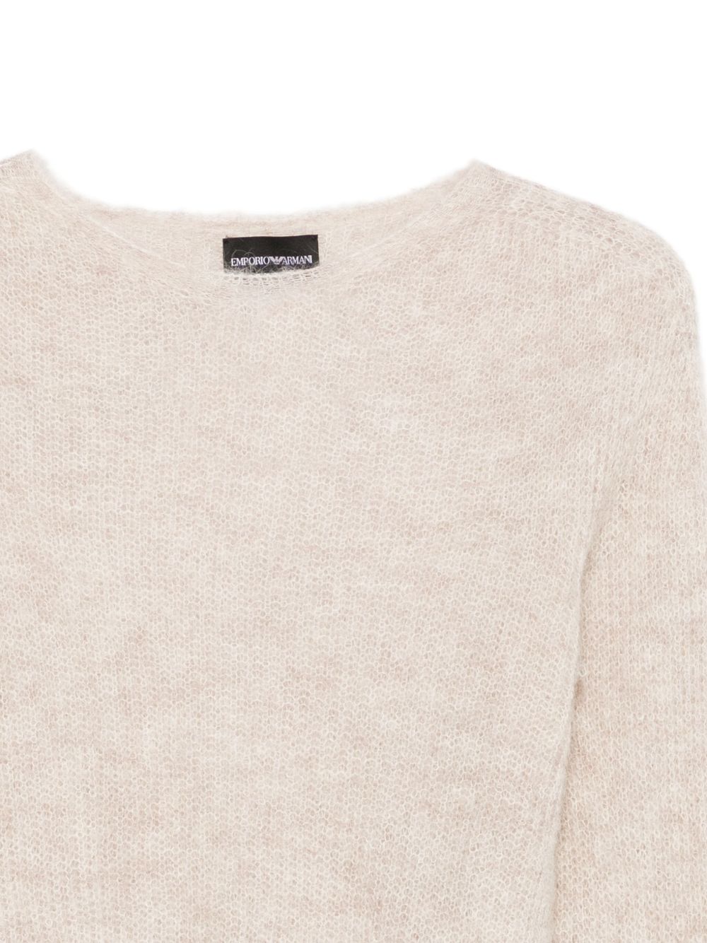 Emporio Armani Ivory Wool-Cashmere Sweater with Long Sleeves Ivory