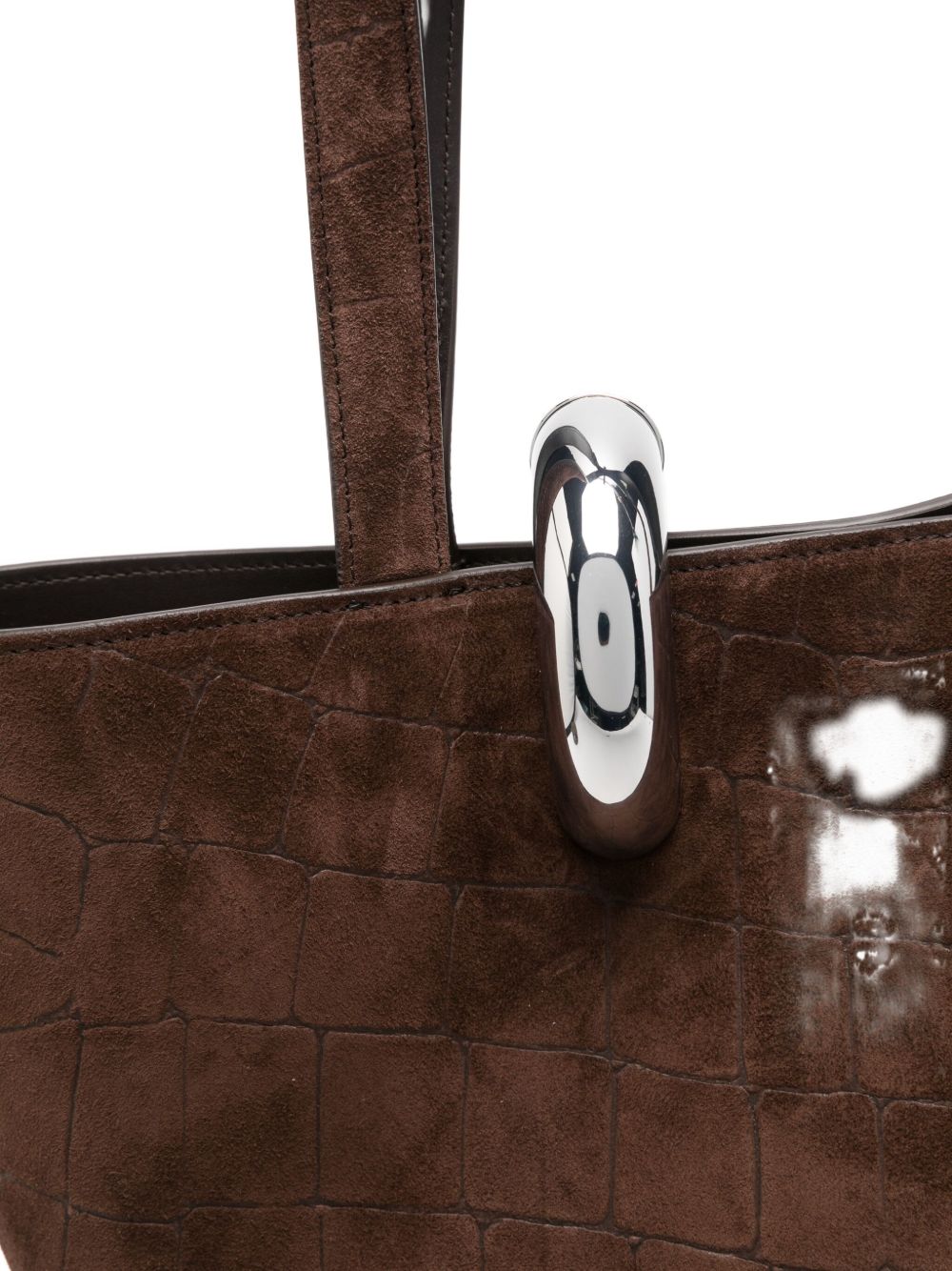 Jacquemus Le Bambola Moyen Asymmetrical Embossed Suede Bucket Bag Brown brown