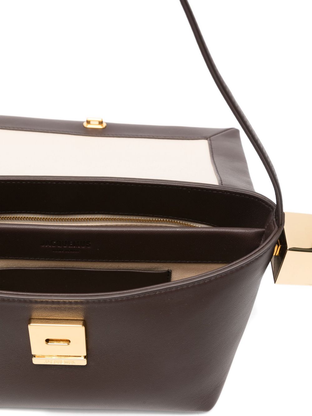 Jacquemus Le Rond Carré Curved Lambskin Shoulder Bag Brown