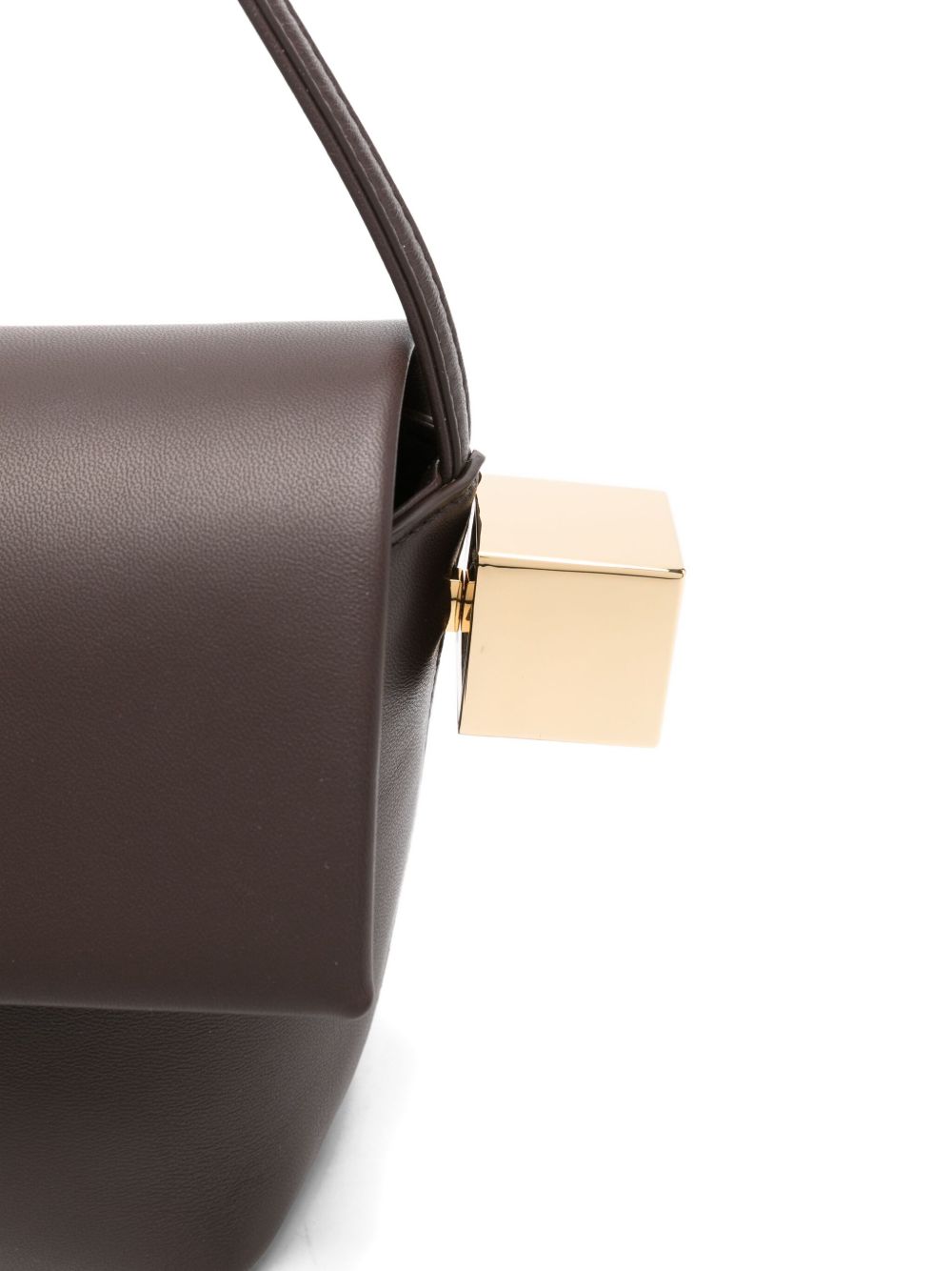 Jacquemus Le Rond Carré Curved Lambskin Shoulder Bag Brown