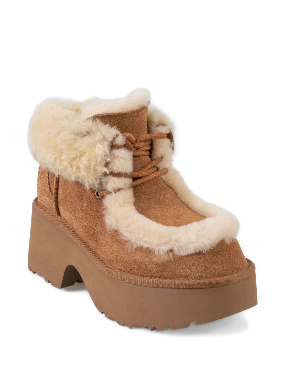 Ugg Australia Esmee Shearling Lace-Up Suede Platform Boots Beige
