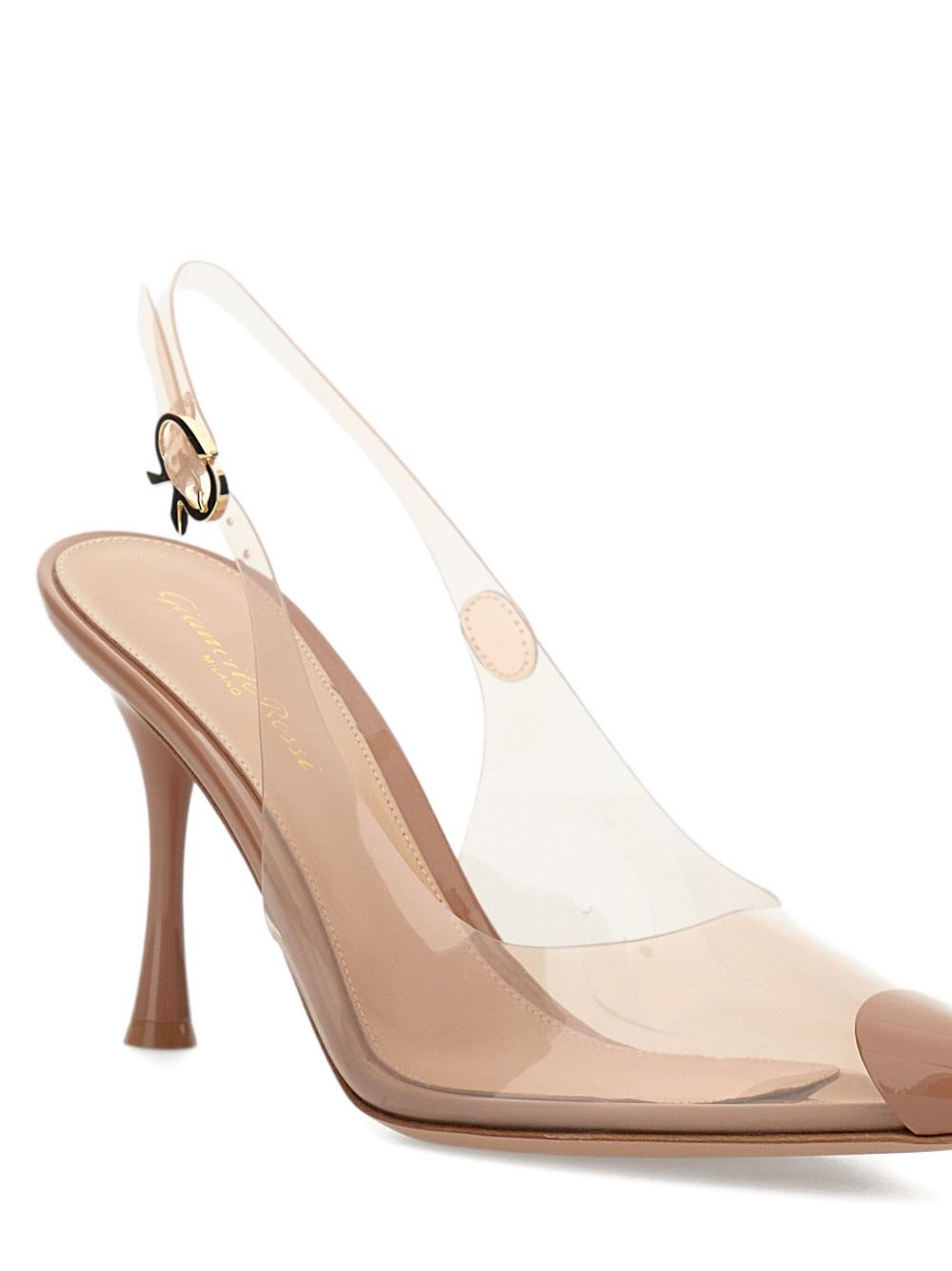 Gianvito Rossi With Heel Light Beige Transparent Leather Slingback Pumps Leather Brown