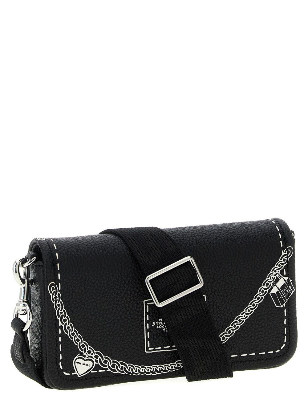 Marc Jacobs The Mini Embossed Logo Chain Shoulder Bag Black