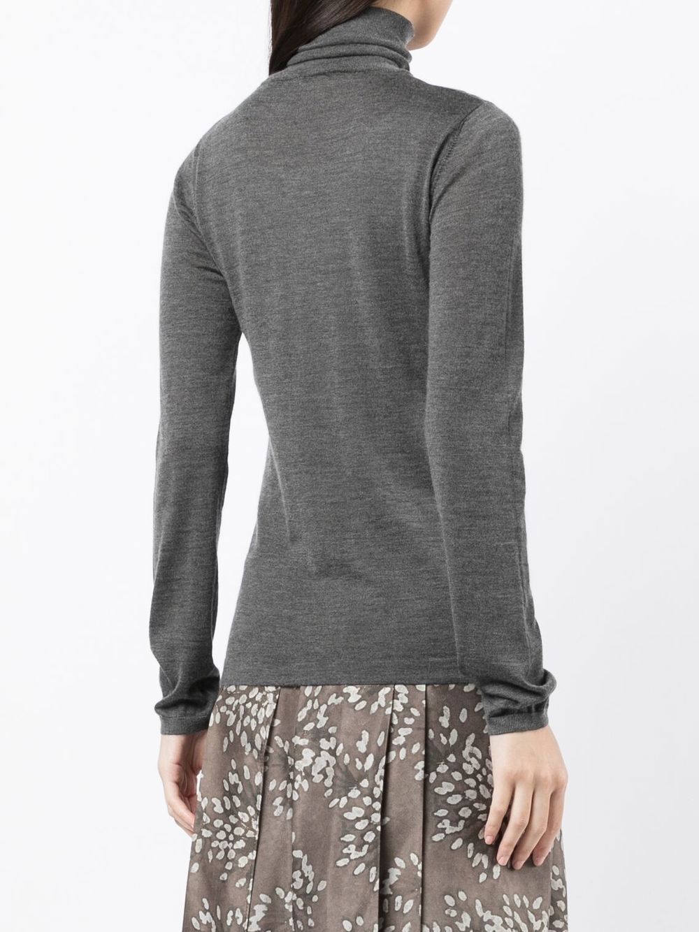 Brunello Cucinelli Cashmere Silk Speckled Knit Turtleneck Sweater Grey