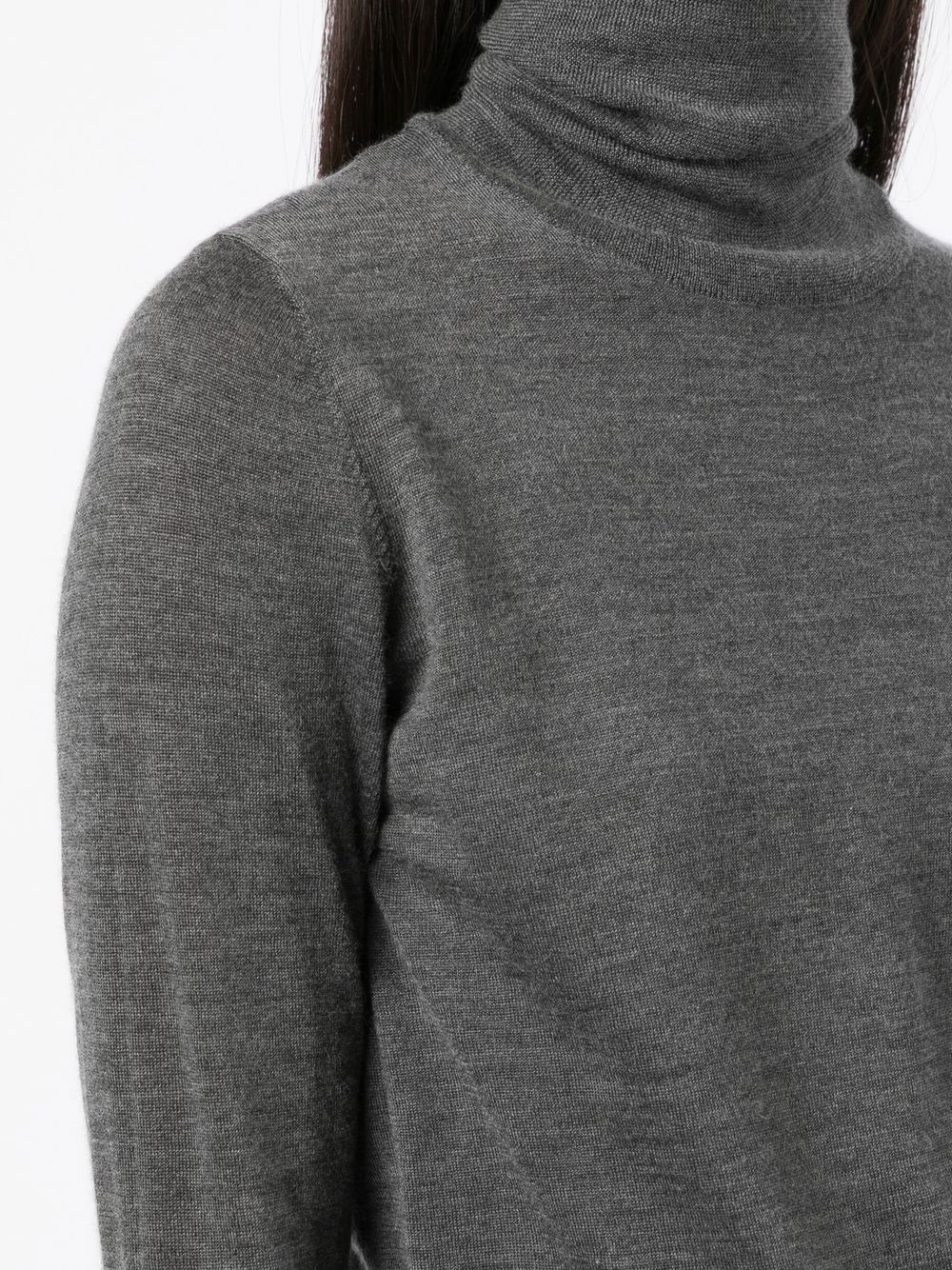 Brunello Cucinelli Cashmere Silk Speckled Knit Turtleneck Sweater Grey