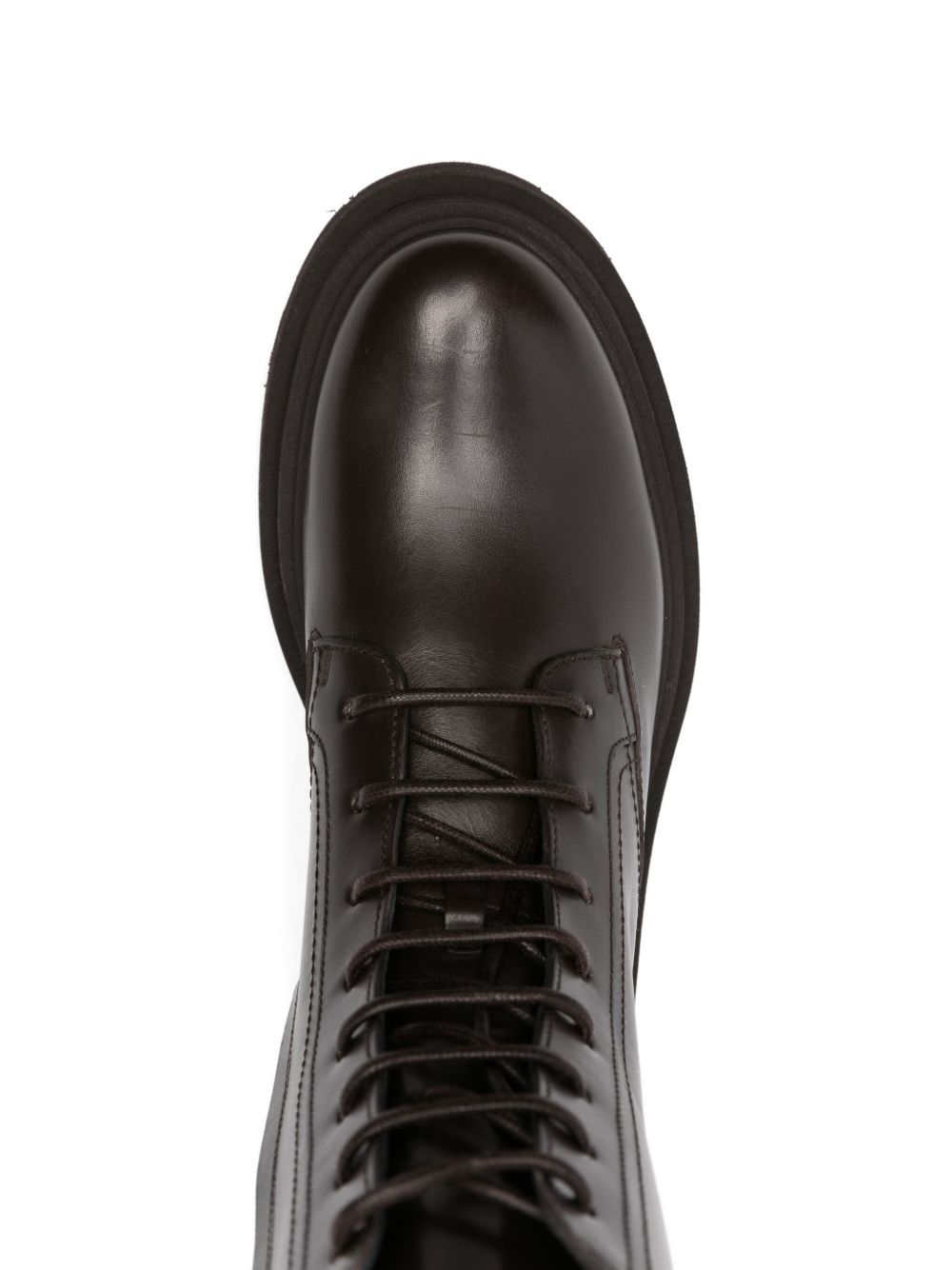 Brunello Cucinelli Lace-Up Leather Biker Boots Brown