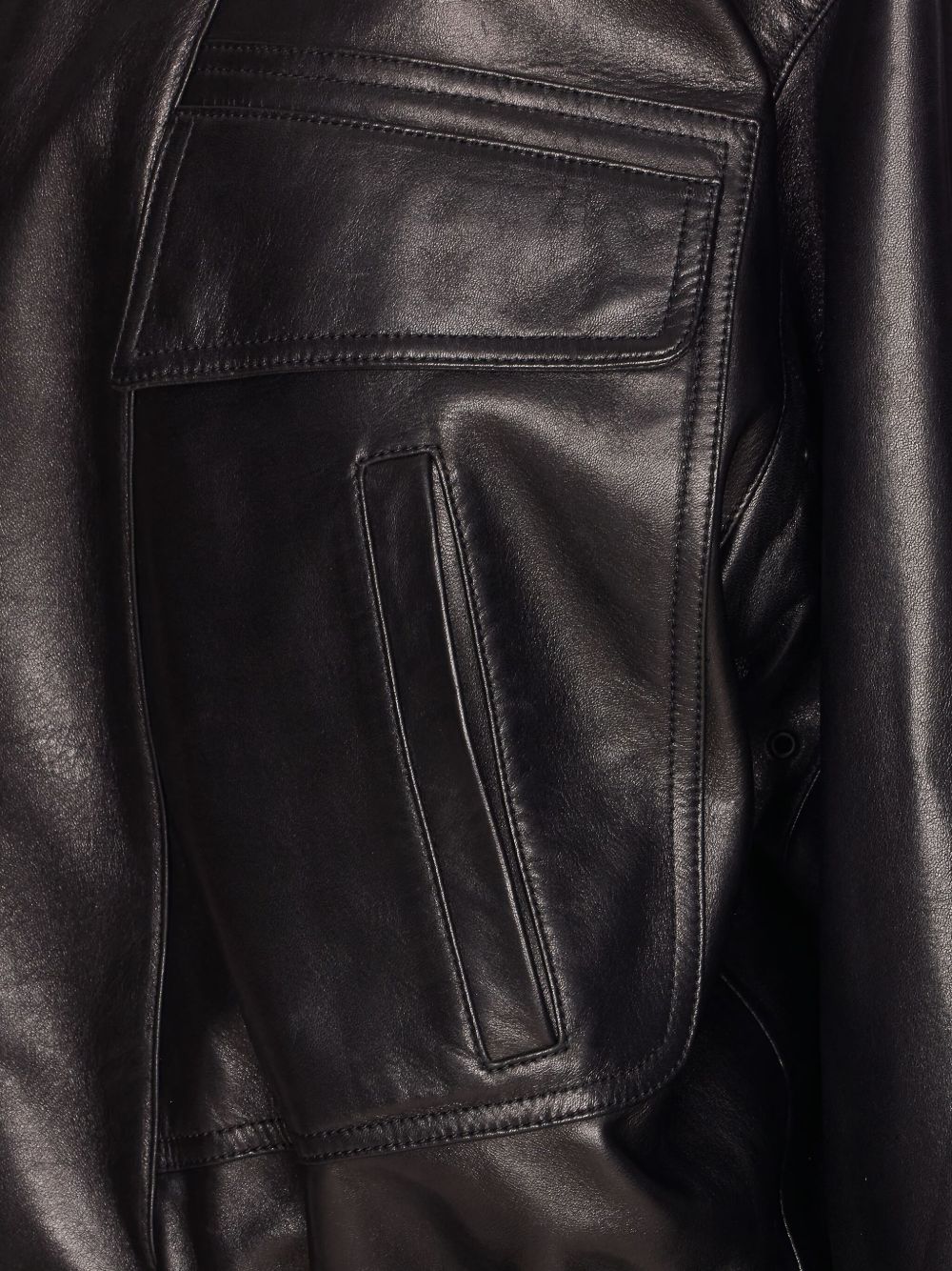 Saint Laurent Lambskin Leather High-Neck Jacket Black