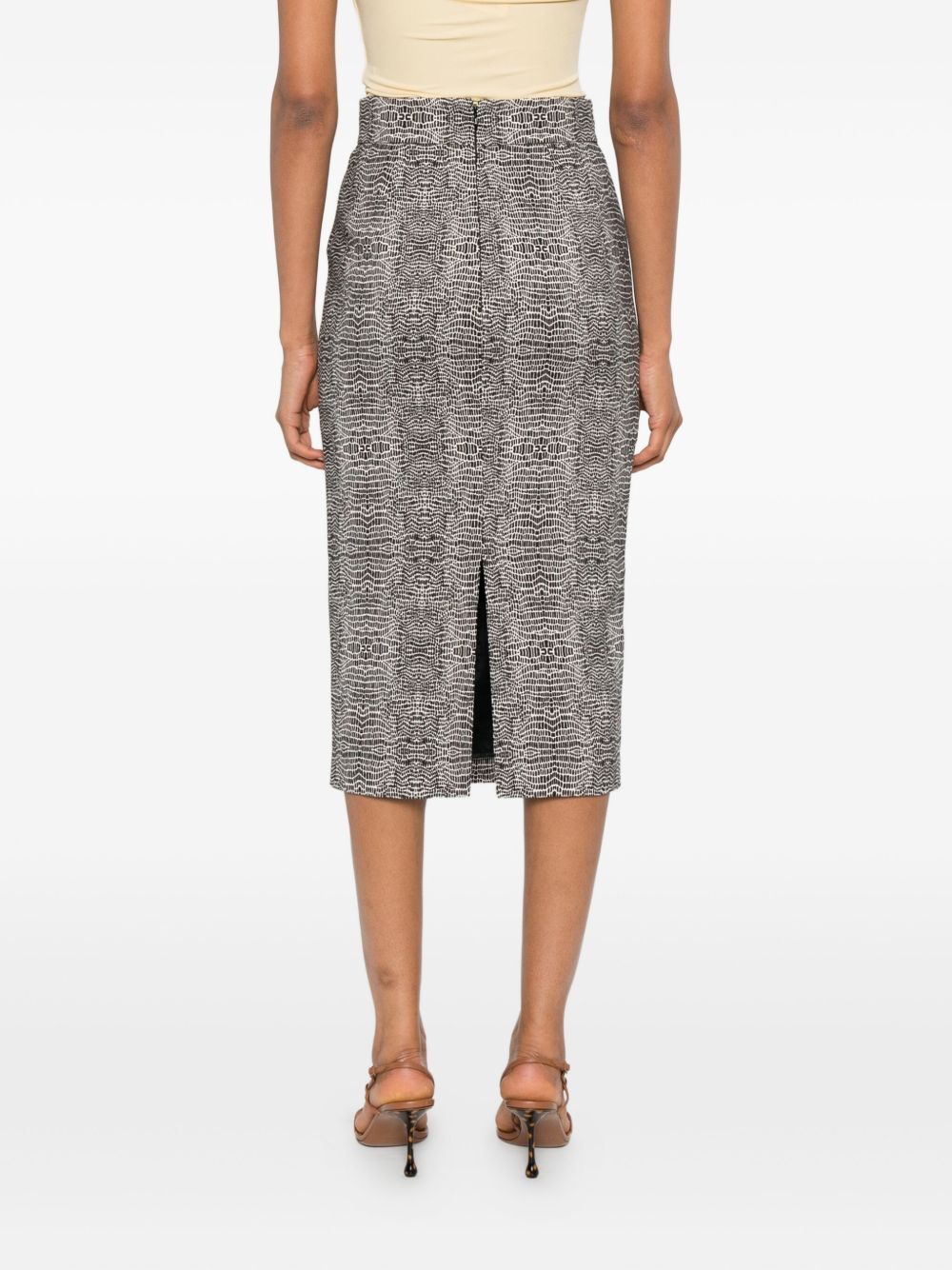 Elisabetta Franchi High-Waisted Black Midi Skirt with Gold-Tone Detailing Black