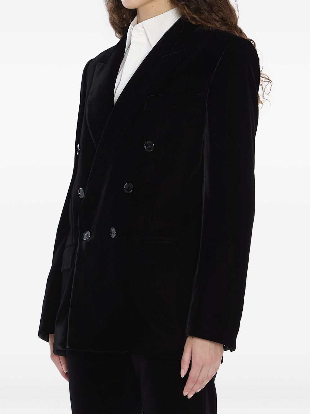 Saint Laurent Double-Breasted Velvet Jacket Black black