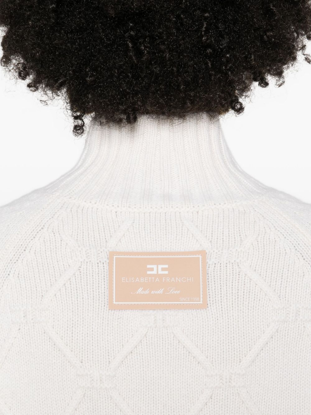 Elisabetta Franchi Wool-Cashmere High Neck Sweater Cream cream