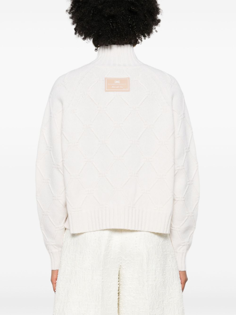 Elisabetta Franchi Wool-Cashmere High Neck Sweater Cream cream