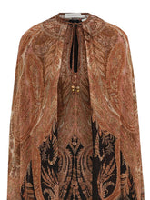 Zimmermann Paisley Print Viscose Tiered Cape-Sleeve Dress Black