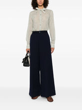 Forte Forte High-Waisted Cotton Trousers Navy Blue Blue