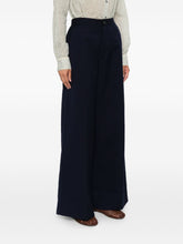 Forte Forte High-Waisted Cotton Trousers Navy Blue Blue