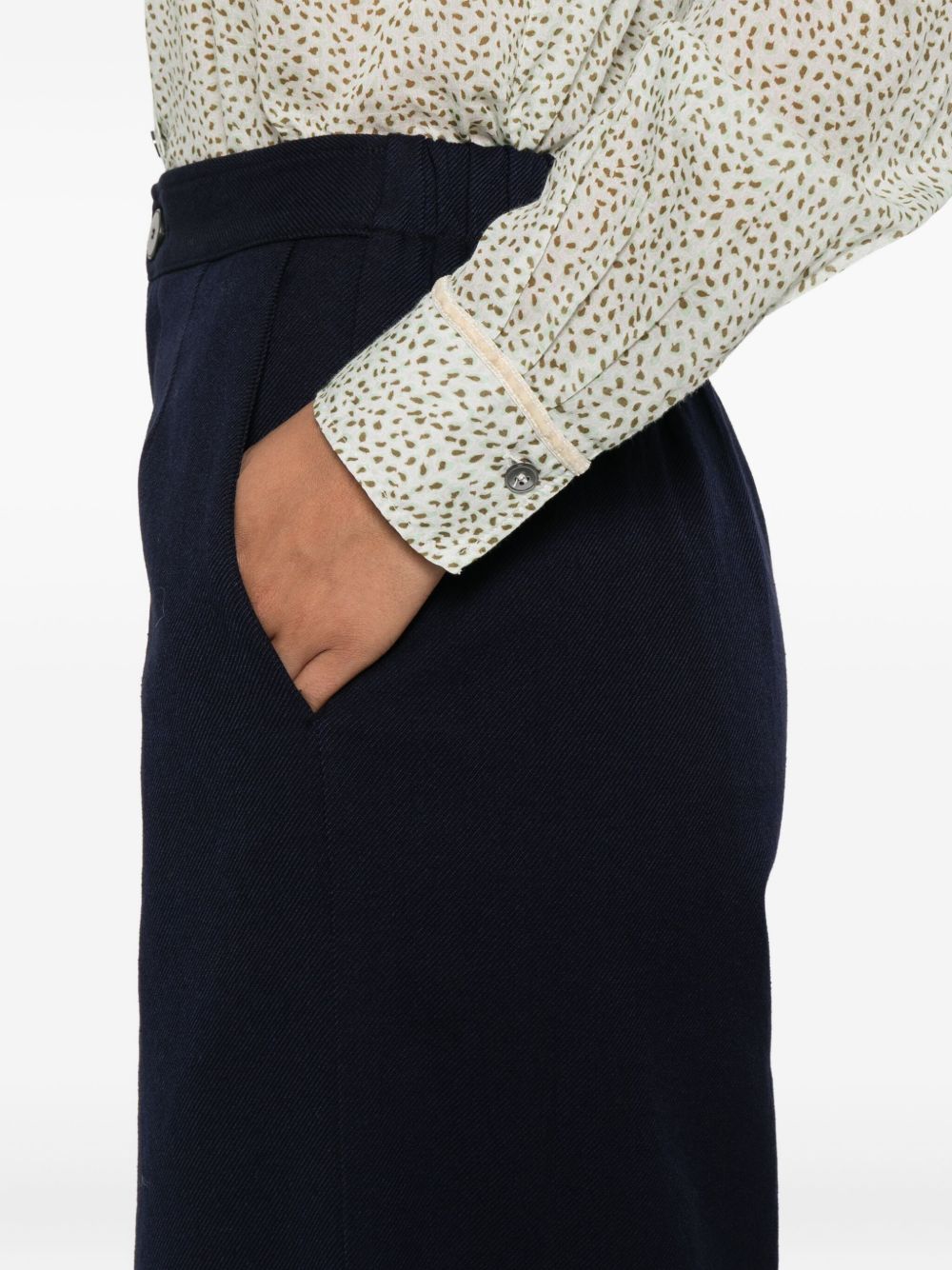 Forte Forte High-Waisted Cotton Trousers Navy Blue Blue