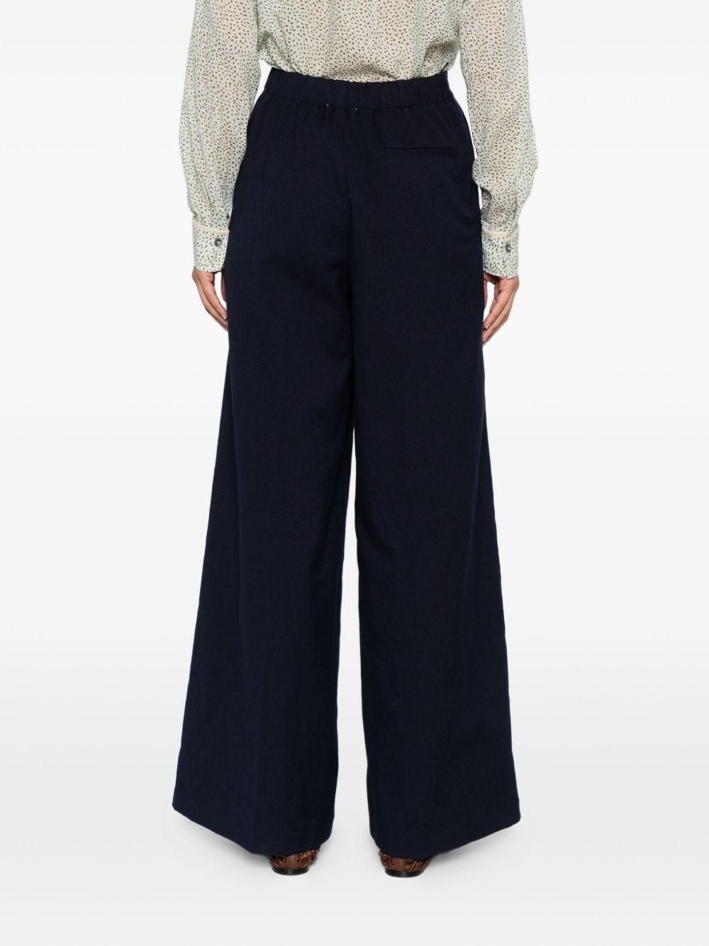 Forte Forte High-Waisted Cotton Trousers Navy Blue Blue