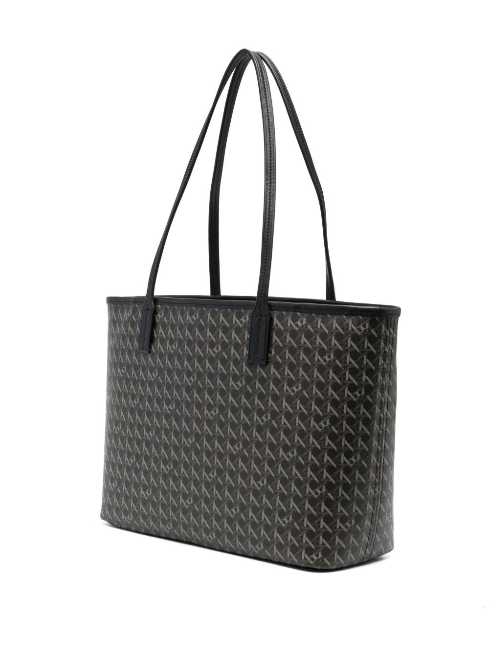 Tory Burch Ever-Ready Small Zip-Up Basket Weave Shopping Bag Black