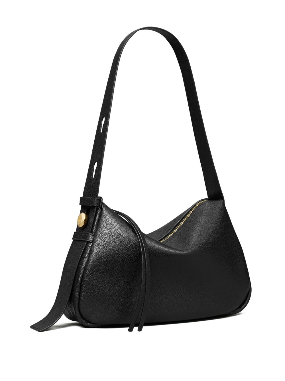 Tory Burch Romy Leather Peeble Shoulder Bag Black