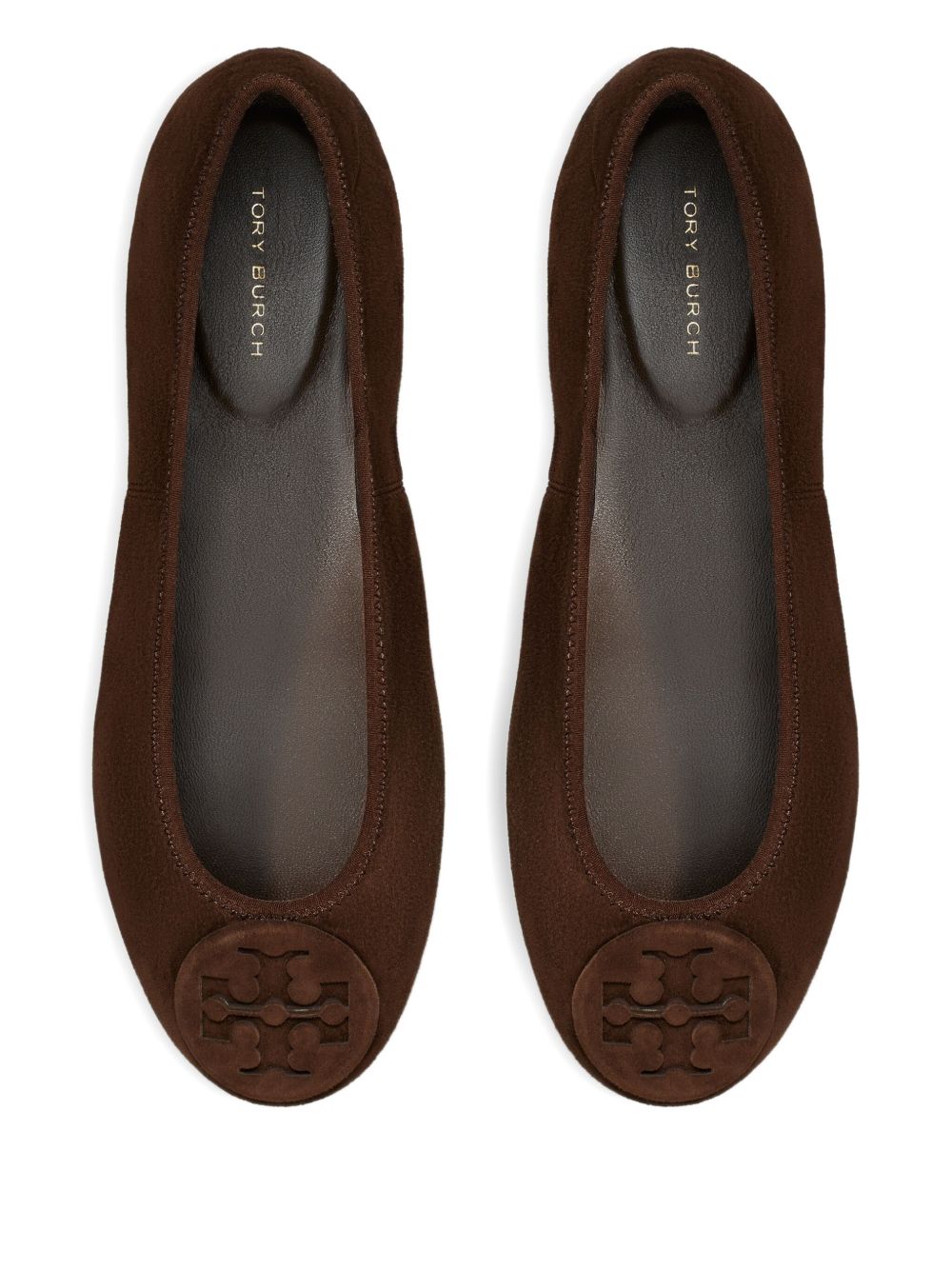 Tory Burch Minnie Travel Ballet Suede Flats Brown
