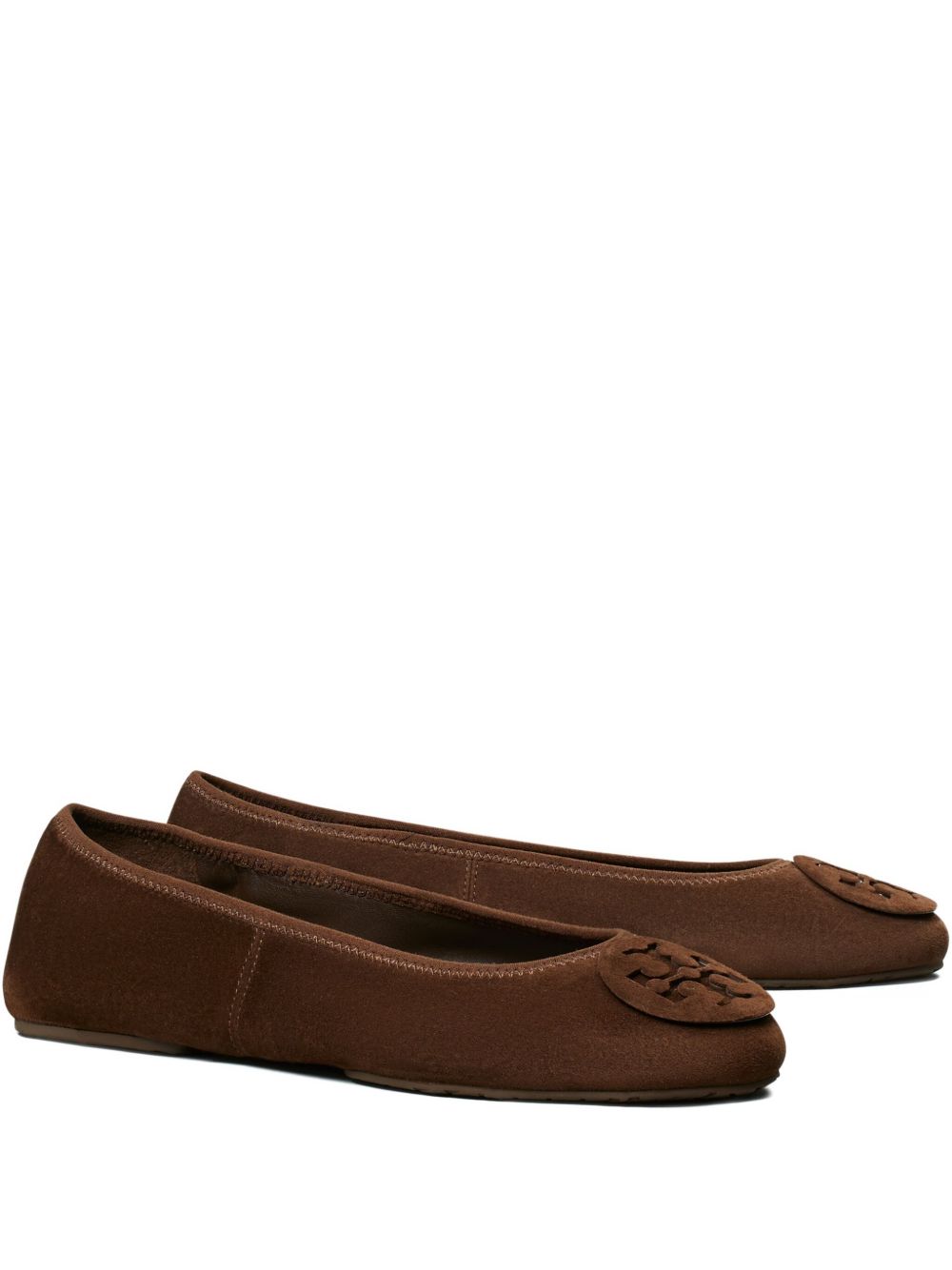 Tory Burch Minnie Travel Ballet Suede Flats Brown