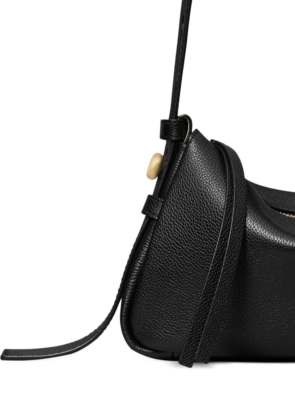 Tory Burch Romy Small Black Pebbled Leather Shoulder Bag Black
