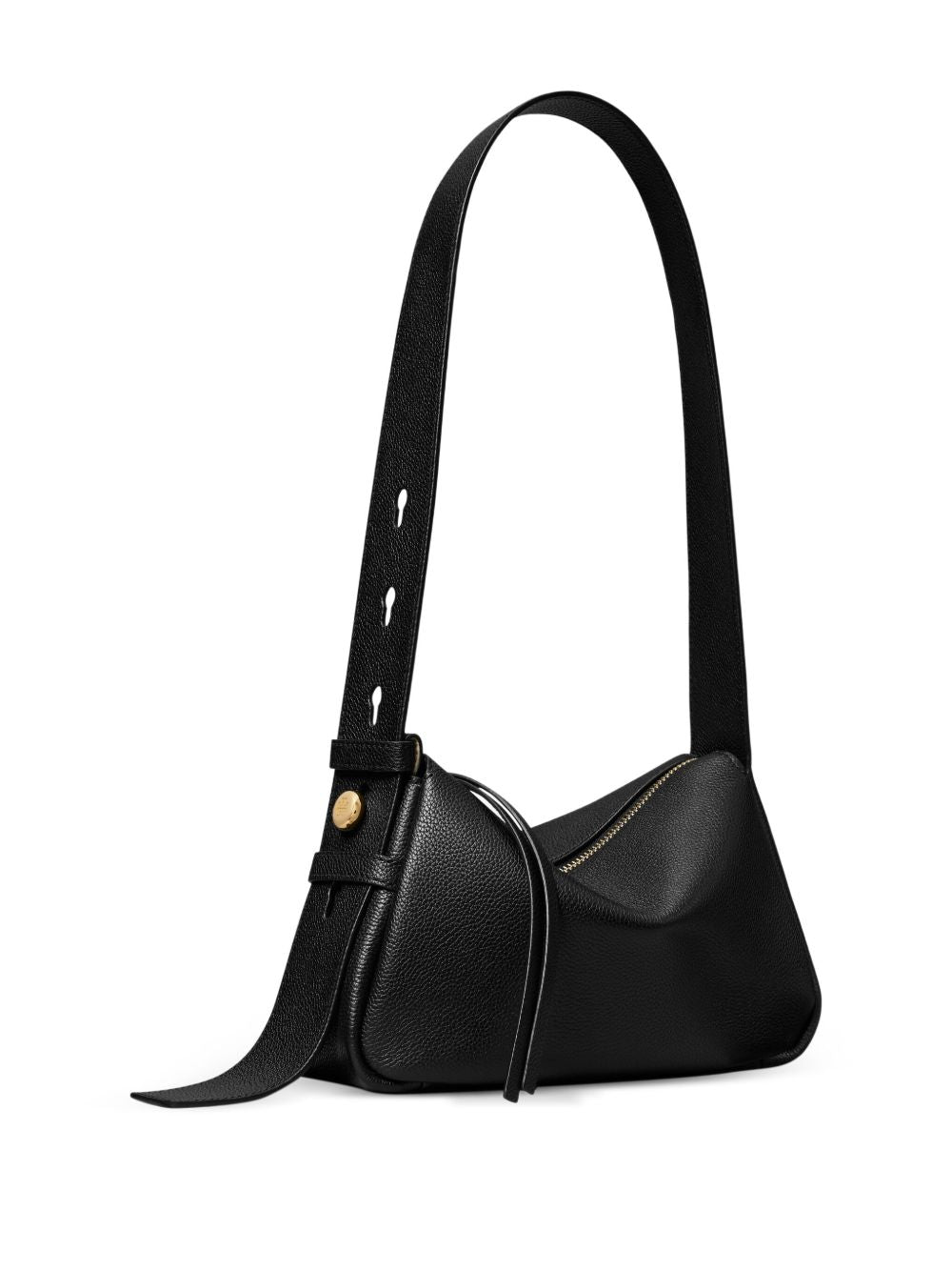 Tory Burch Romy Small Black Pebbled Leather Shoulder Bag Black