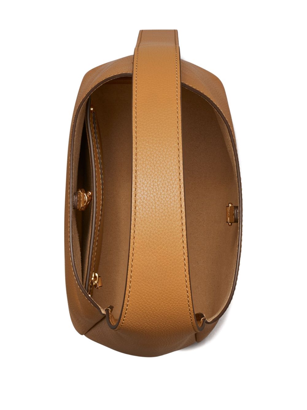 Tory Burch Romy Small Curved Leather Hobo Bag Light Brown
