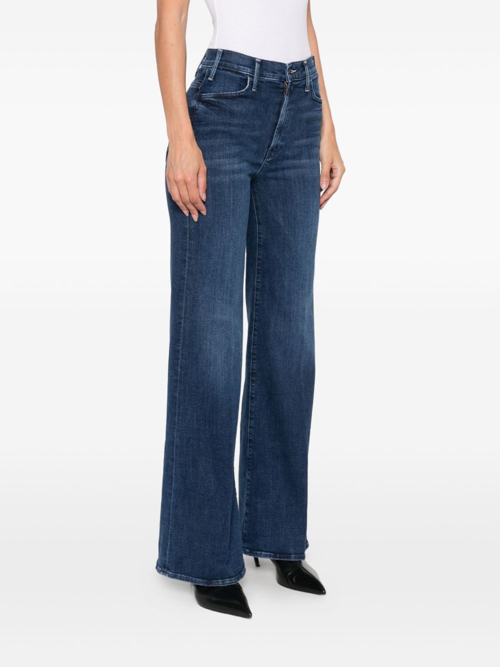 Mother The Hustler Roller Sneak Wide-Leg Jeans Blue
