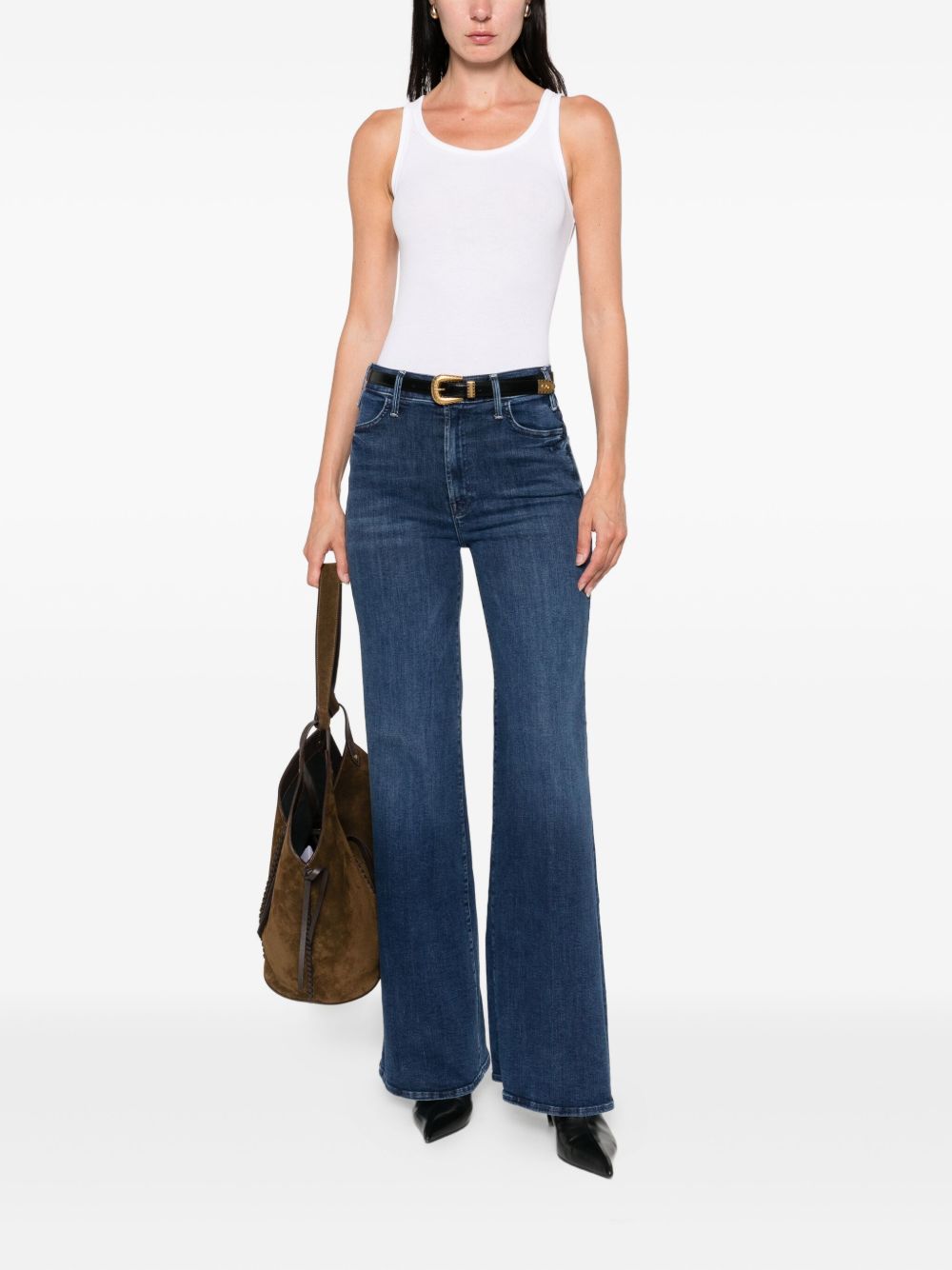 Mother The Hustler Roller Sneak Wide-Leg Jeans Blue