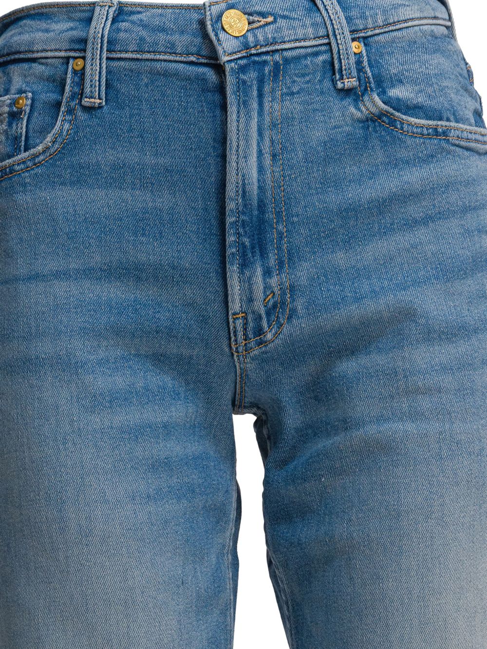 Mother The Spinner Zip Sneak Silk-Nylon Jeans Clear Blue