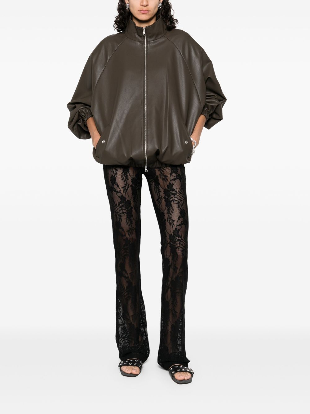 Norma Kamali Lace Semi-Sheer Skinny Trousers Black