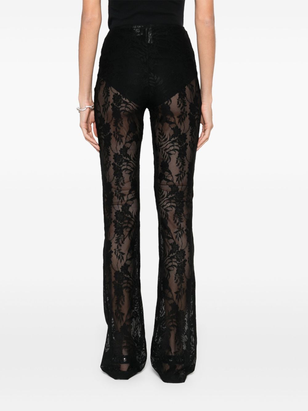 Norma Kamali Lace Semi-Sheer Skinny Trousers Black