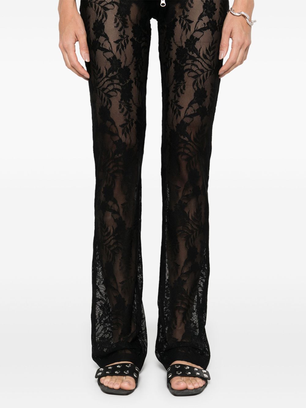Norma Kamali Lace Semi-Sheer Skinny Trousers Black