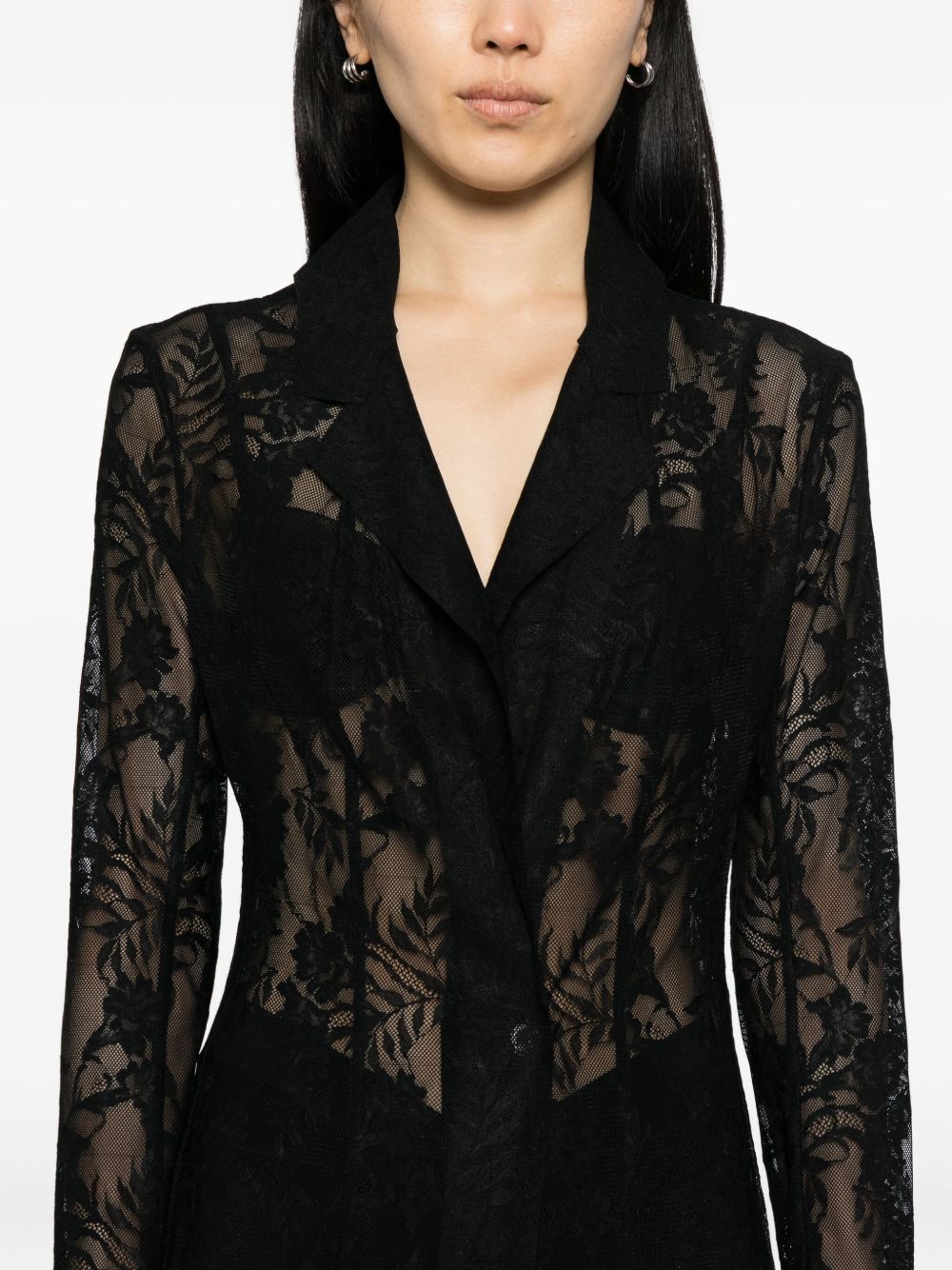 Norma Kamali Silk Single Breasted Coat Black